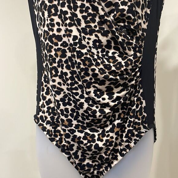 NWOT Almost Famous Leopard Bodysuit leotard with snaps.  Size L large 12/14 - Picture 3 of 11